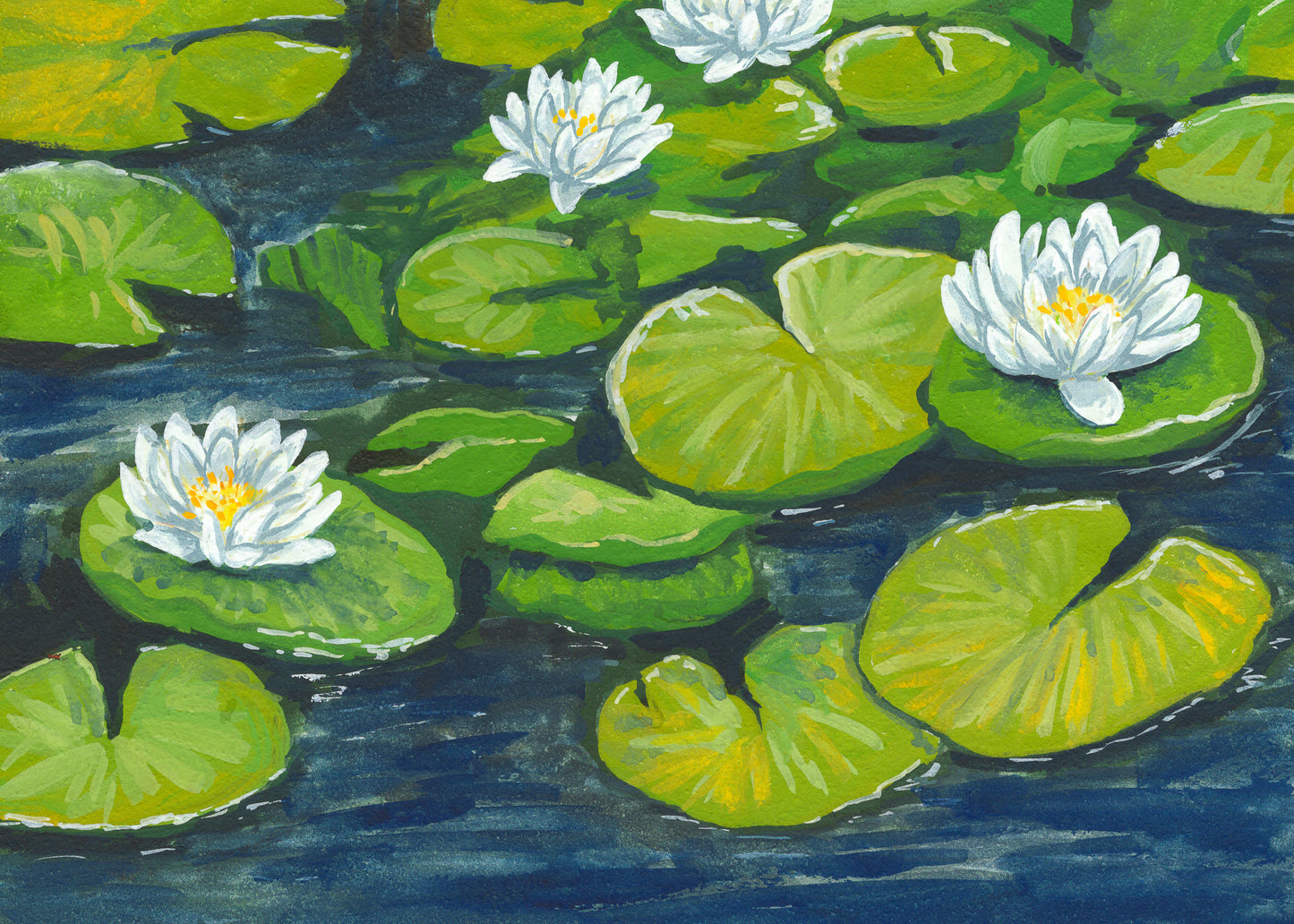 White Waterlilies Original Painting