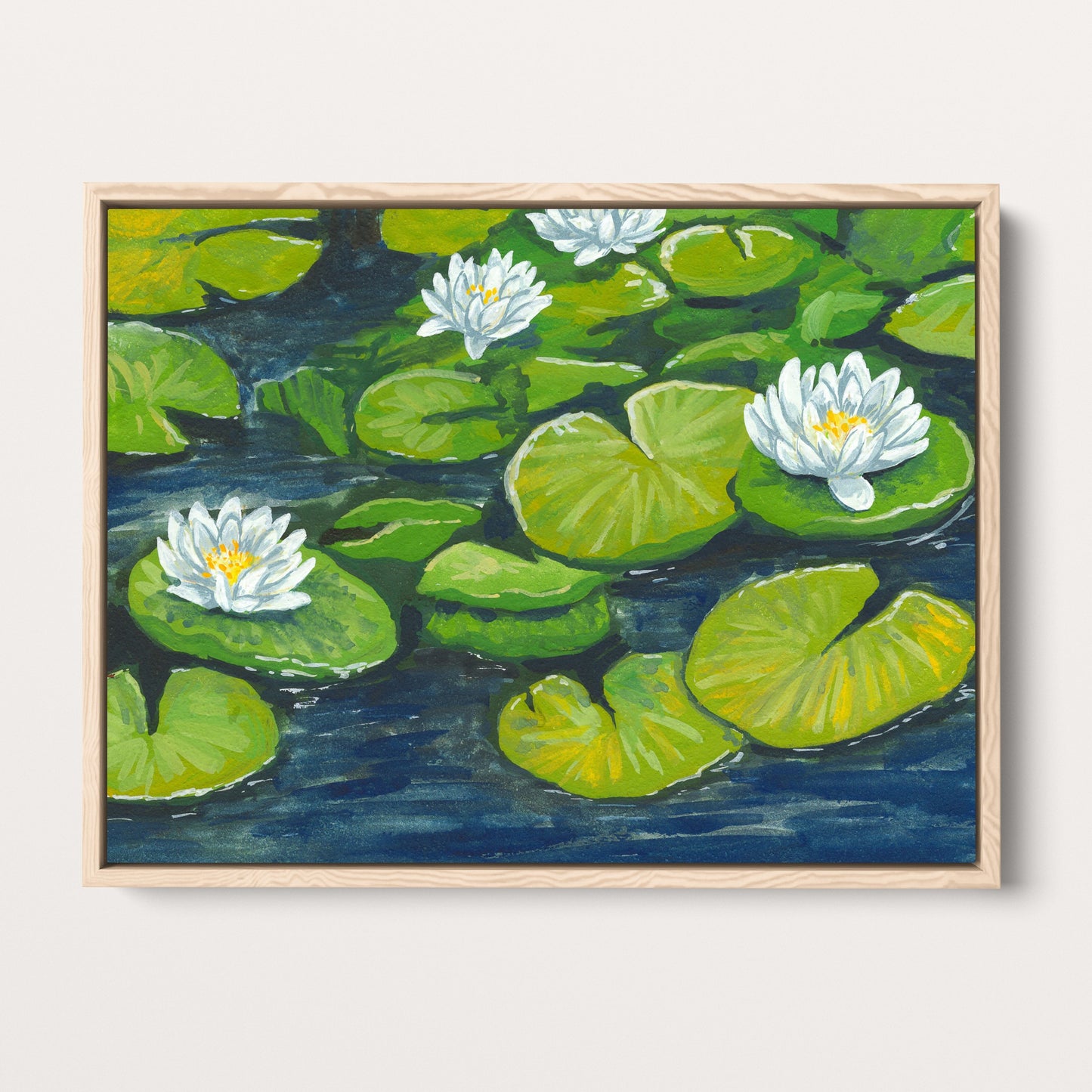 White Waterlilies Original Painting